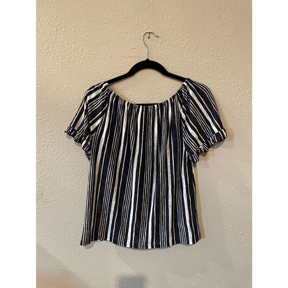 Anthropologie off shoulder striped top navy white NWOT small - Picture 8 of 9